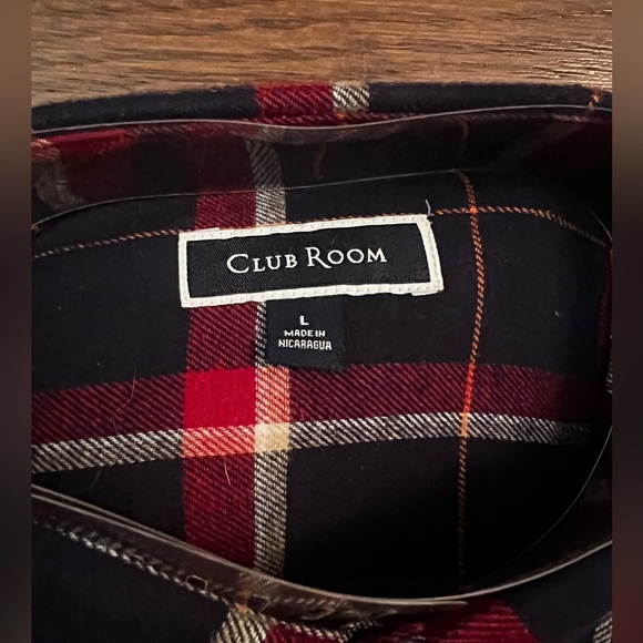 NWT Club Room Plaid Long Sleeve Flannel Blue & Red Size Large - Picture 5 of 10
